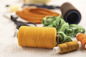 Scissors And Thread Stampe: Sewing accessories: scissors, thread