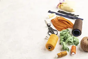 Scissors And Thread Stampe: Sewing accessories: scissors, thread