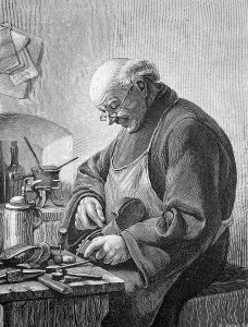 Handicraft Germany Stampe: Shoemaker in his workshop, 1880