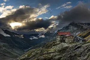 Atmospheric European Scene Stampe: Siegerlandhutte with dramatic cloudy sky