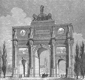 Munich Travel Photography Stampe: The Siegestor gate in Munich, c