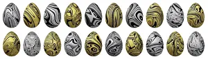 Easter Decoration Ideas Stampe: Silver and gold Easter Eggs Set