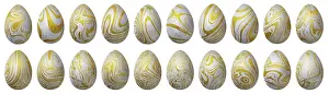 Traditional Easter Eggs Stampe: Silver and gold Easter Eggs Set