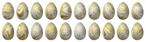 Traditional Easter Eggs Stampe: Silver and gold Easter Eggs Set