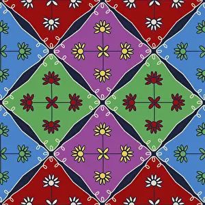 Full Frame Flower Pattern Stampe: Simple geometric vector seamless pattern with flowers
