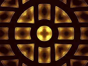 Abstract Computer Generated Image Stampe: Simple golden tech or esoteric background - abstract computer-generated image