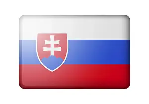 Slovakia National Flag Stampe: The Slovakia flag. Rectangular matte icon