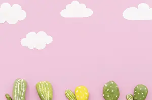 High Quality Photo Stampe: Small cactuses with paper clouds table