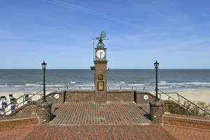 Lower Saxony Travel Photography Stampe: Small clock tower and steps at the beach