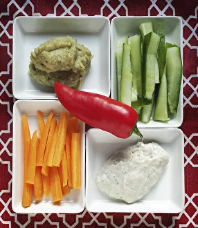 Vegan Diet Food Stampe: Small plates with vegetables