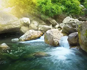 Peaceful Landscape Photography Stampe: Small waterfall