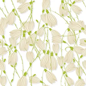 White Studio Background Image Stampe: Snowdrop seamless pattern over white background