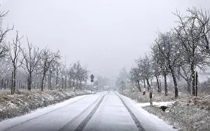 Deserted Road In Snow Stampe: Snowfall