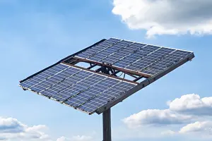Solar Panel Installation Stampe: Solar module aligned to the sky