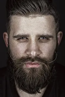 Bearded Man Stampe: A solid man with a beard and mustache