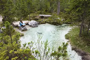 Karwendel Mountains Alps Stampe: At the source of the Isar River