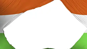 Stampe di Bandiera di Niger, divisa a metà, sfondo bianco, rendering 3D Niger Stampe: Bandiera di Niger divisa, sfondo bianco, rendering 3D.