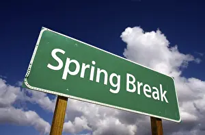 Christian Tradition Picture Stampe: Spring break road sign with dramatic clouds and sky