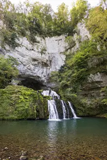 Uninhabited Countryside Views Stampe: Spring and waterfall, Source du Lison