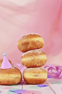 Sweet Yeast Dough Stampe: Stack of Berliner Pfannkuchen