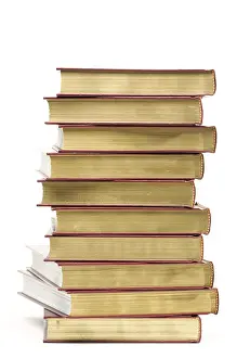Deserted Book Pile Stampe: Stack of books isolated on a white background
