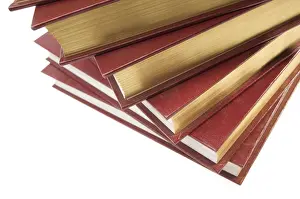 Isolated On White Studio Background Stampe: Stack of books isolated on a white background