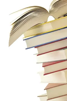 Education Concept Stampe: Stack of books isolated on white background