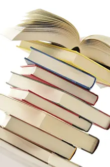Plain White Background Photos Stampe: Stack of books isolated on white background