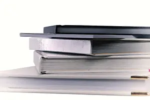 Isolated White Background Images Stampe: Stack of books isolated on white background
