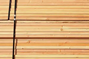 Construction Site Background Stampe: Stack of Building Lumber at Construction Site