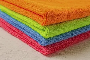 Household Items Stampe: A stack of colored cloth, microfiber