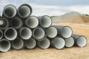 Deserted Building Site Stampe: Stack of finned tubes