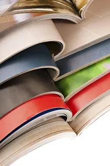 Deserted Library Interior Stampe: Stack of magazines, poland