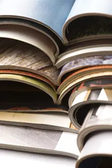 Deserted Library Scene Stampe: Stack of magazines, poland
