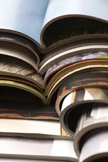 Deserted Library Interior Stampe: Stack of magazines, poland