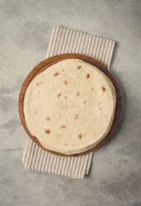 Mexican Tortillas Stampe: A stack of Mexican tortillas, on a gray table