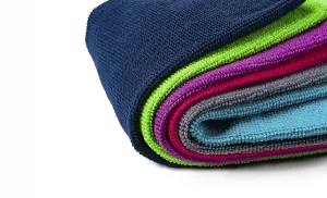 Cleaning Supplies Stampe: A stack of multicolored, microfiber cloths