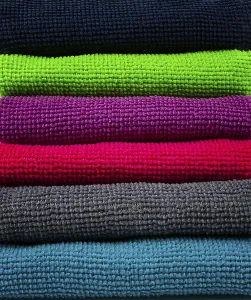 Cleanliness Products Stampe: A stack of multicolored, microfiber cloths