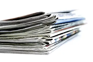 Still Life Photography Studio Stampe: Stack of newspapers