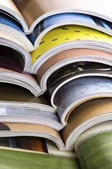 Environmental Awareness Photo Stampe: Stack of open magazines