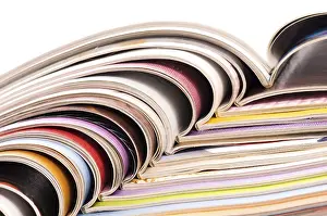 Environmental Awareness Image Stampe: Stack of open magazines