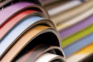 Deserted Library Stampe: Stack of open magazines