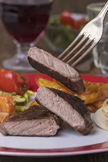 Steak Photography Stampe: Steak on a fork
