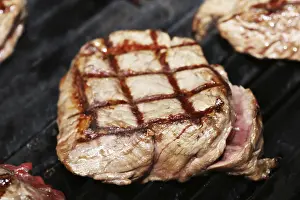 Barbecued Beef Meal Stampe: Steak on the grill with diamond pattern