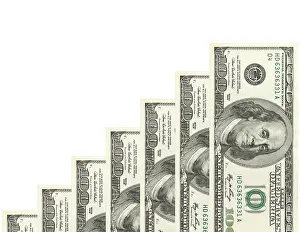 White Background Dollars Stampe: Steps made of dollars on white background