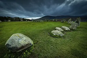 Central England Nature Reserve Stampe: Stone circle with dramatic cloud sky