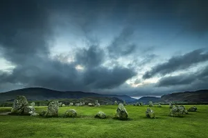Atmospheric European Landscape Stampe: Stone circle with dramatic clouds