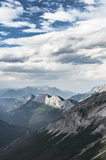 High Angle View Of Mountains Stampe: Striking mountain range, dramatic mood