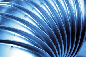 Blue Background Studio Photography Stampe: Structure of a blue pipe