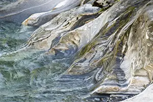 Striped Rock Formations Stampe: Structures in the river Vezasca